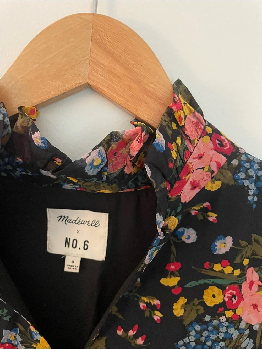 Madewell x No. 6 Floral Ruffle Sleeve Dress in Black - Picture 3 of 3